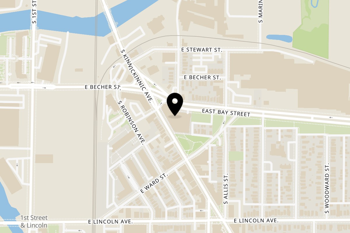 Map showing the location of Rollup MKE on 2144 S Kinnickinnic Ave in Milwaukee
